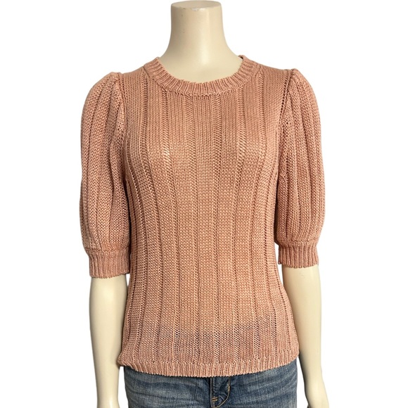 J.‎ Crew 100% Linen Pink Puff Sleeve Sweater Womens. - Picture 1 of 8